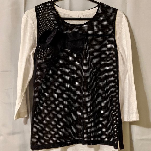 Laser Cut Perforated Tank Top With Bow (Navy) - Picture 7 of 11